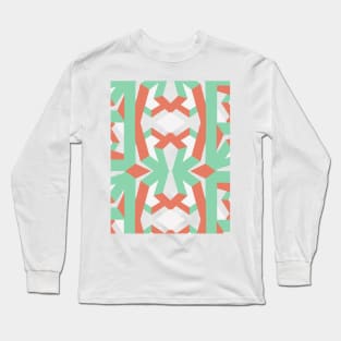 Geometric pattern abstract coral blue Long Sleeve T-Shirt